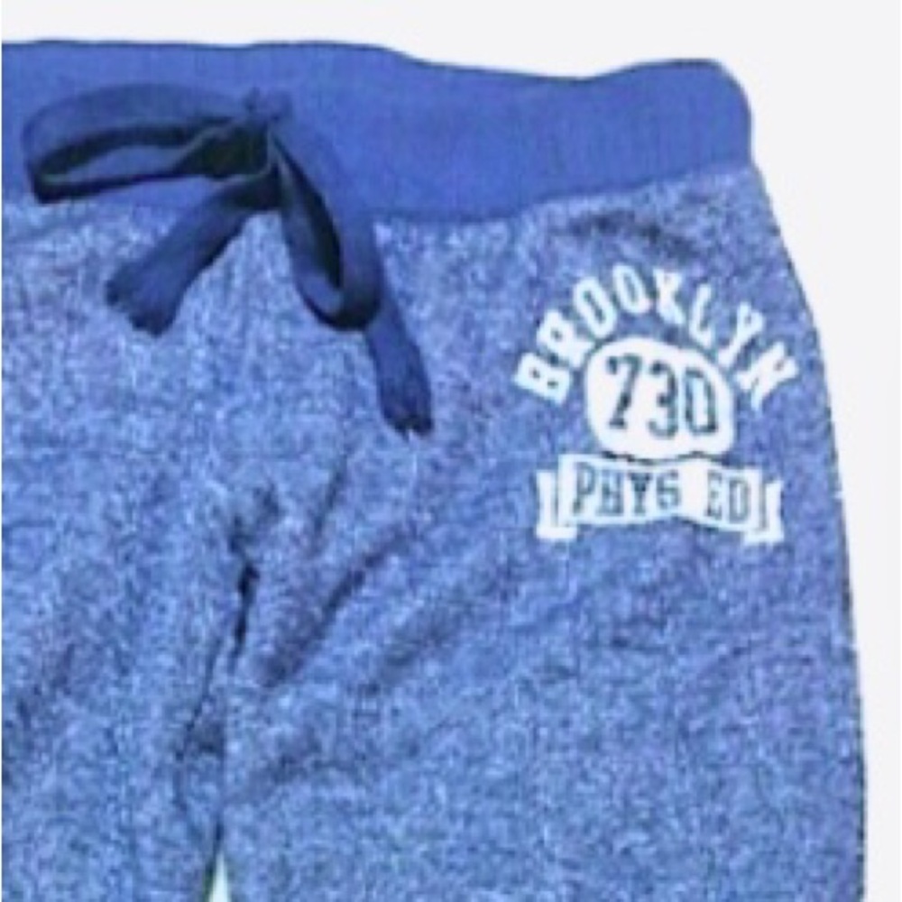 Derek Heart Cropped Joggers Blue “Brooklyn” Graphic Sweatpants Soft Crop Pants S - Picture 5 of 11
